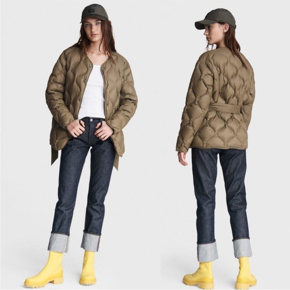 rag & bone Olive Quilted Belted Puffer Jacket - Picture 3 of 10